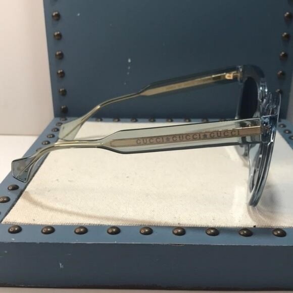 New Authentic Gucci GG0564S 003 Light Blue Cat-Eye Sunglasses Blue Lenses - Picture 10 of 13